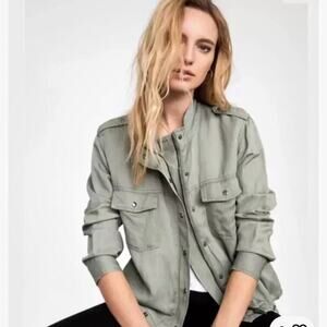 COPY - Jacket. Rails sage size small Collins military jacket linen blend side p…